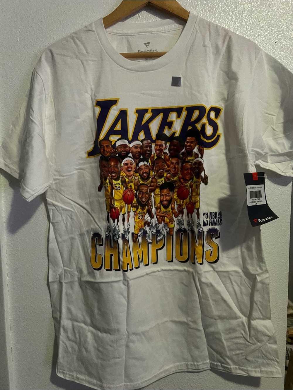 Fanatics White Lakers Champions Graphic Tee with Yellow & Purple Accents